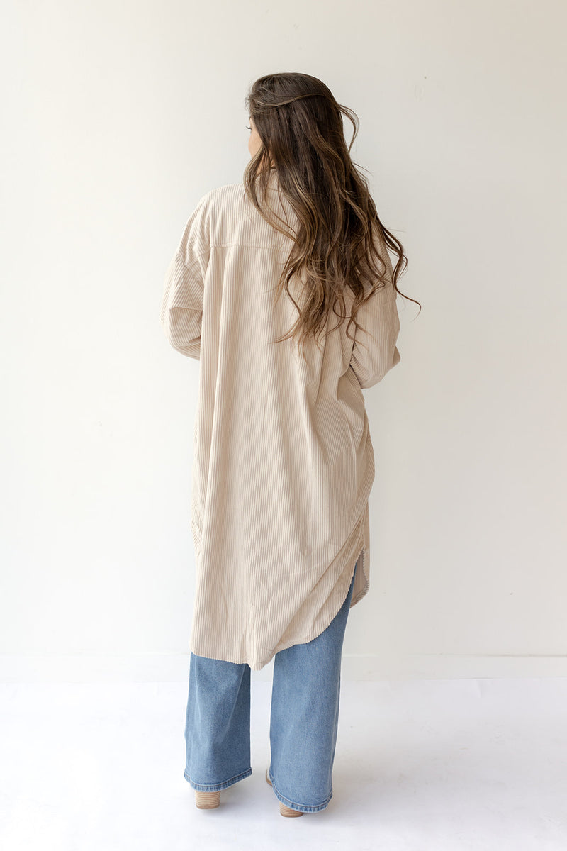 mode, long corduroy jacket