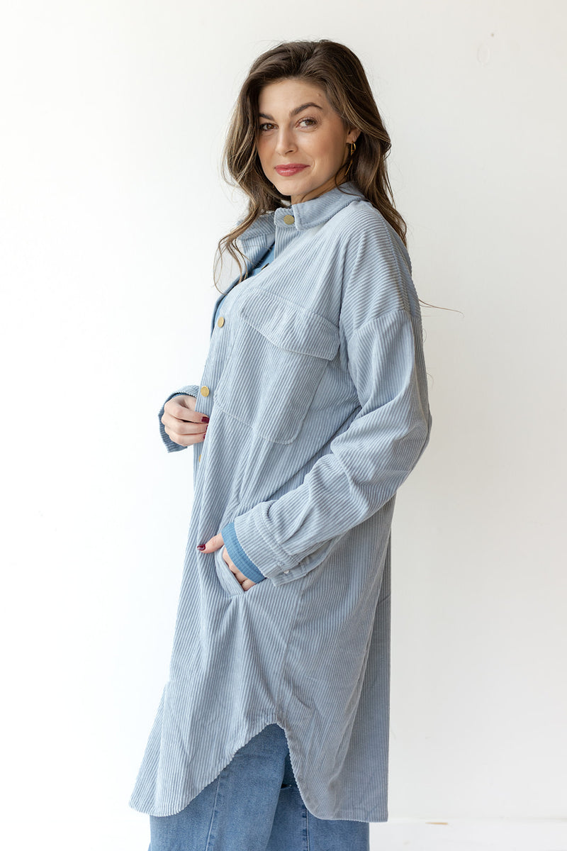 mode, long corduroy jacket