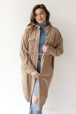 mode, long corduroy jacket