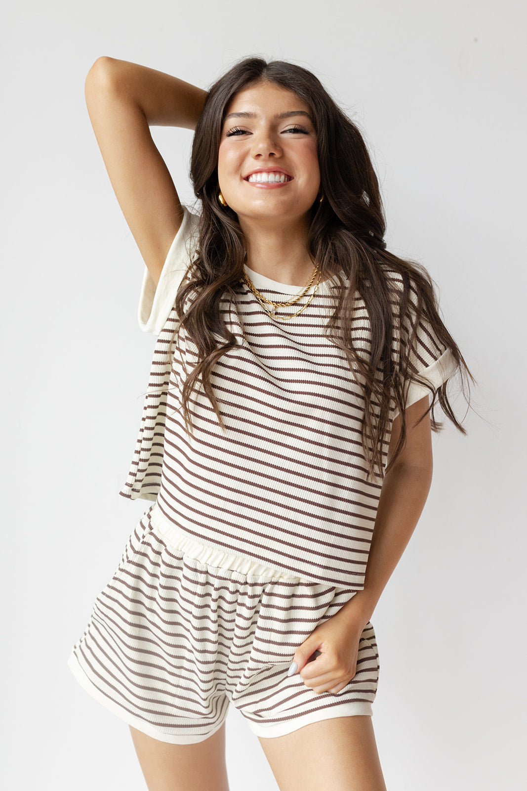 mode, emery stripe knit top