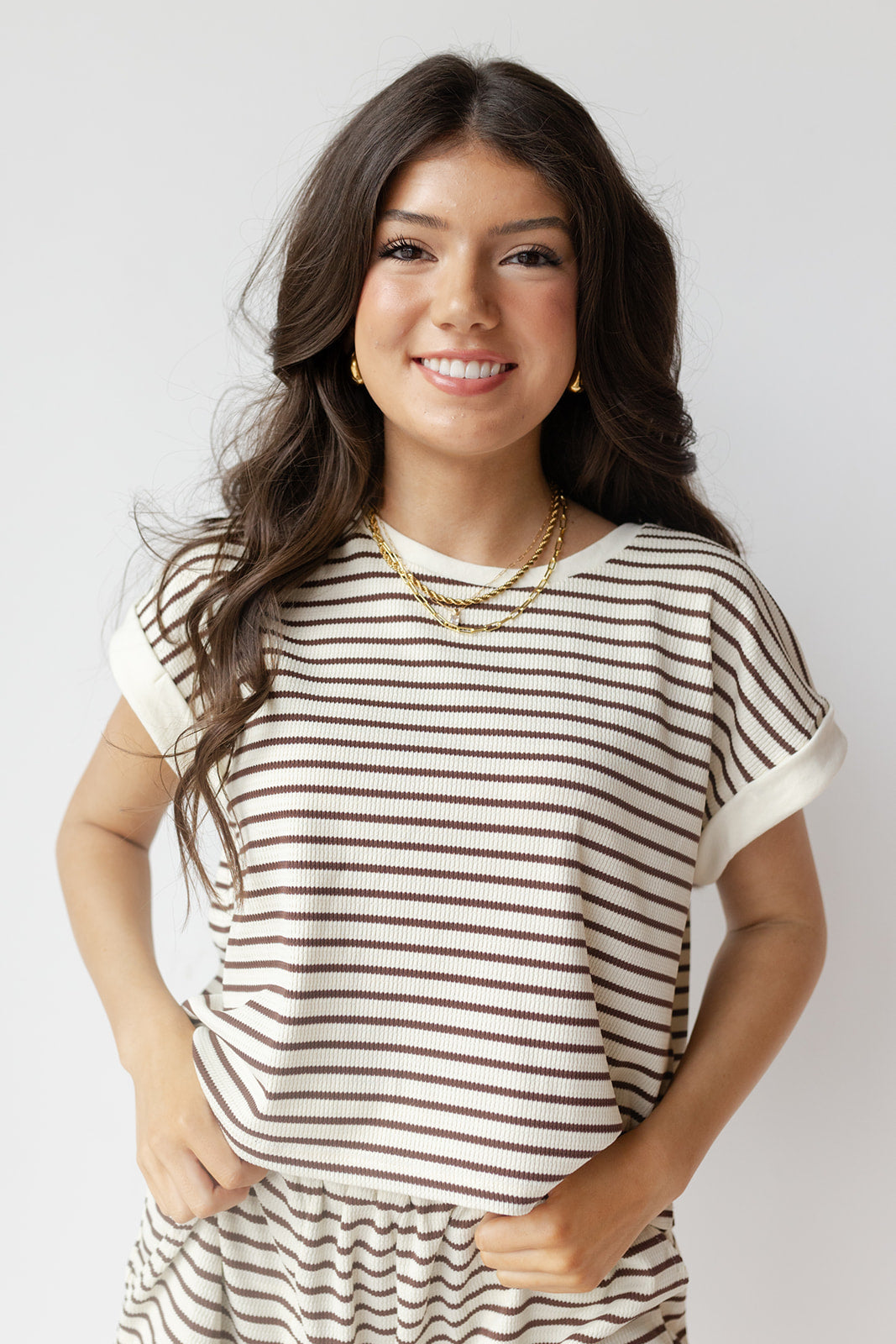 mode, emery stripe knit top