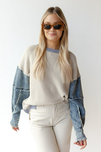 mode, no comparison denim sweater