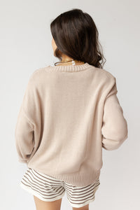 mode, beach bum distressed sweater