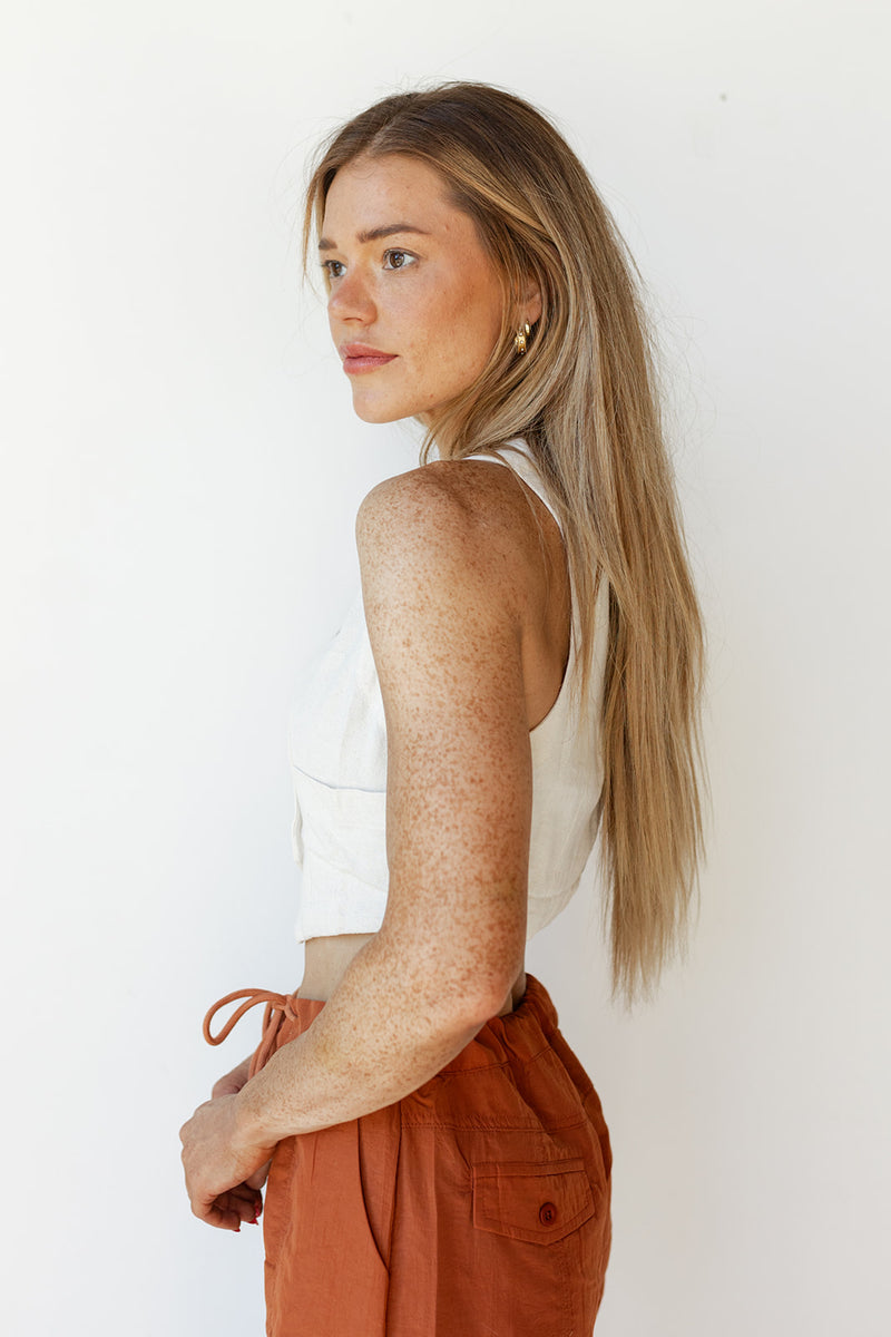 lilith linen crop vest