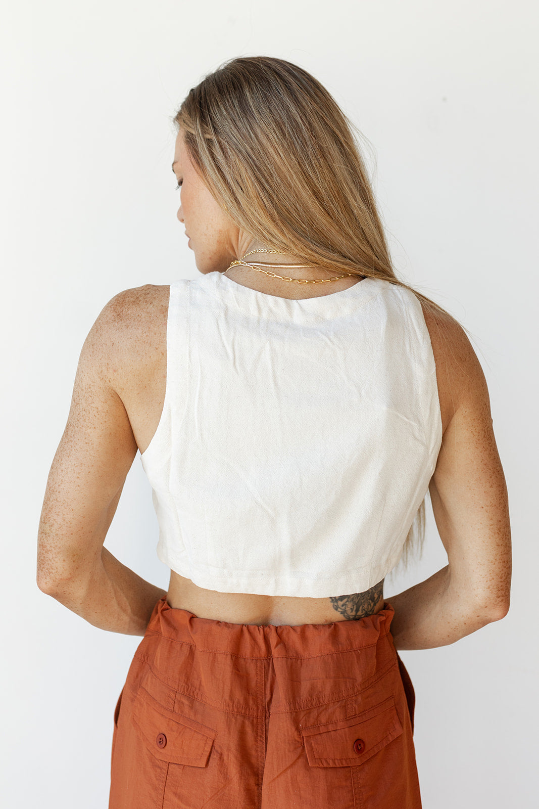 mode, lilith linen crop vest