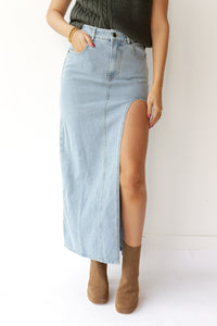 mode, grace denim skirt