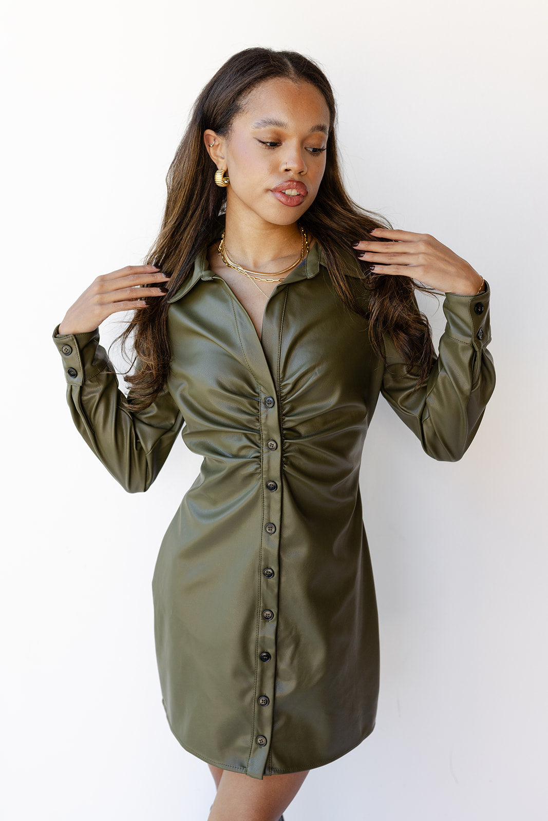 mode, lilah leather mini dress