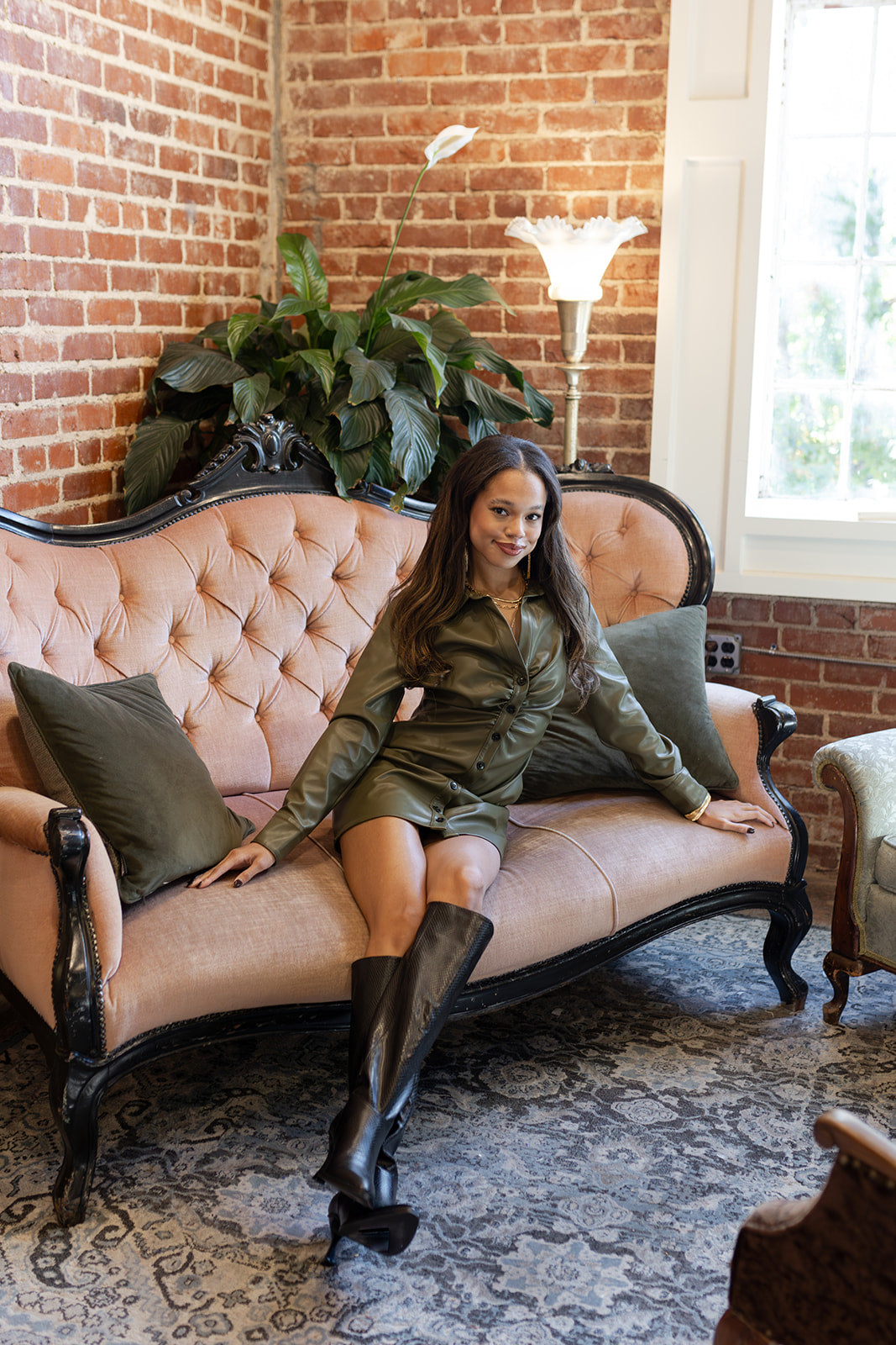 mode, lilah leather mini dress