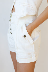 mode, josette high waisted denim shorts