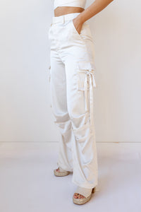 mode, skylar satin cargo pants