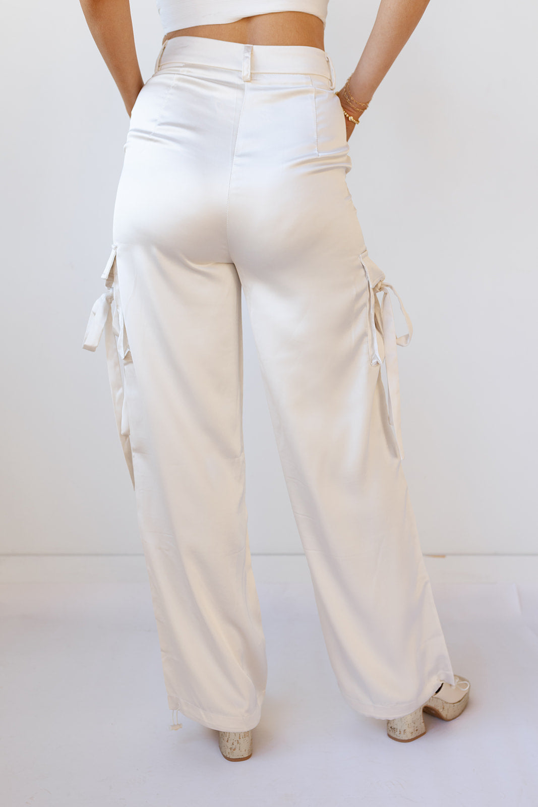mode, skylar satin cargo pants