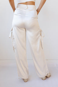 mode, skylar satin cargo pants
