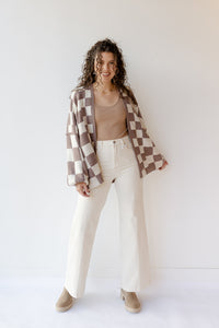 mode, checkmate cardigan