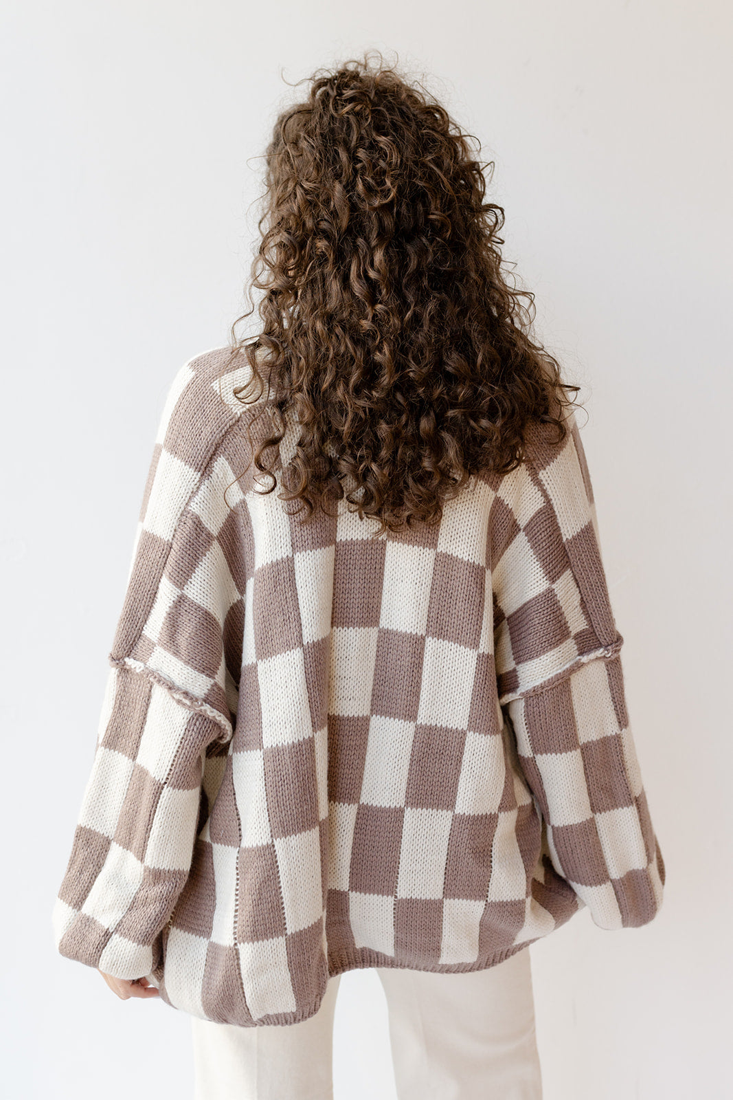 mode, checkmate cardigan