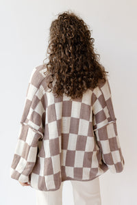 mode, checkmate cardigan