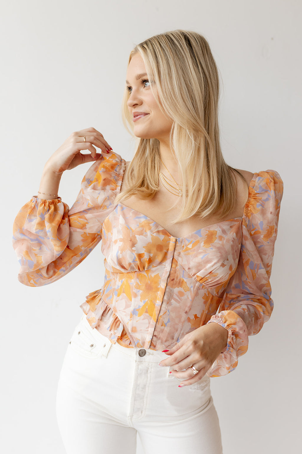 mode, pridget floral top