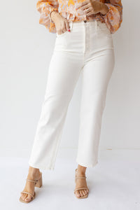 mode, cassie crop super high rise straight jeans