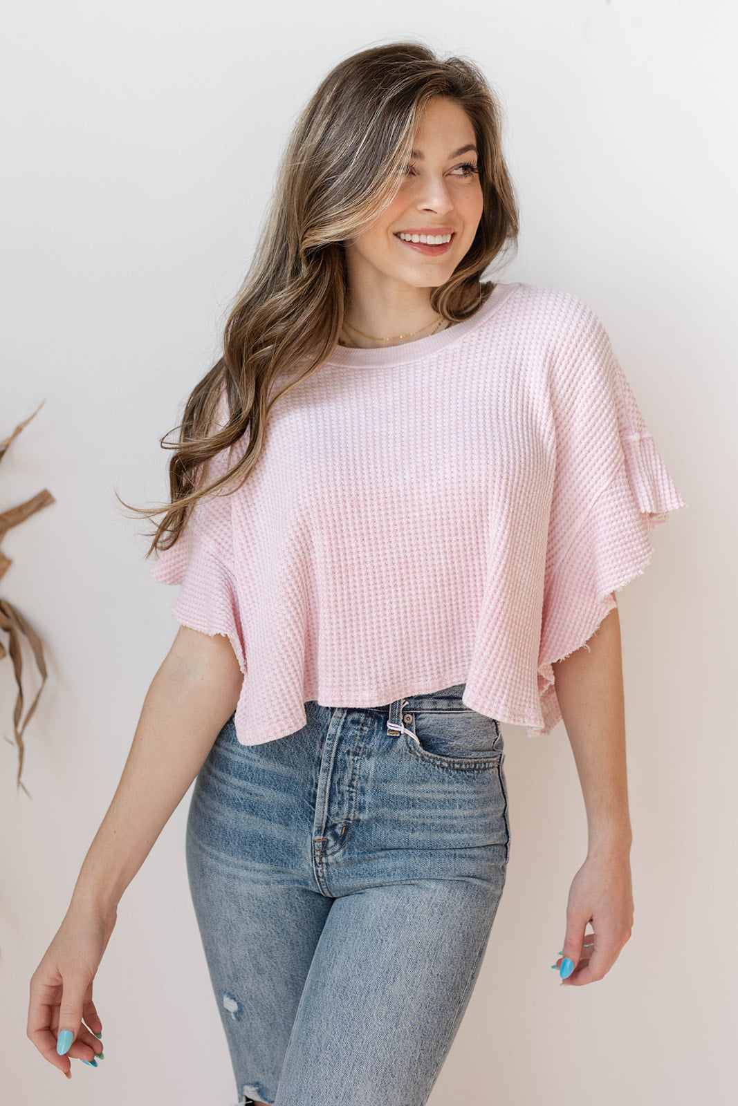mode, waverly ruffled top