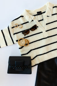 mode, anika striped collar sweater