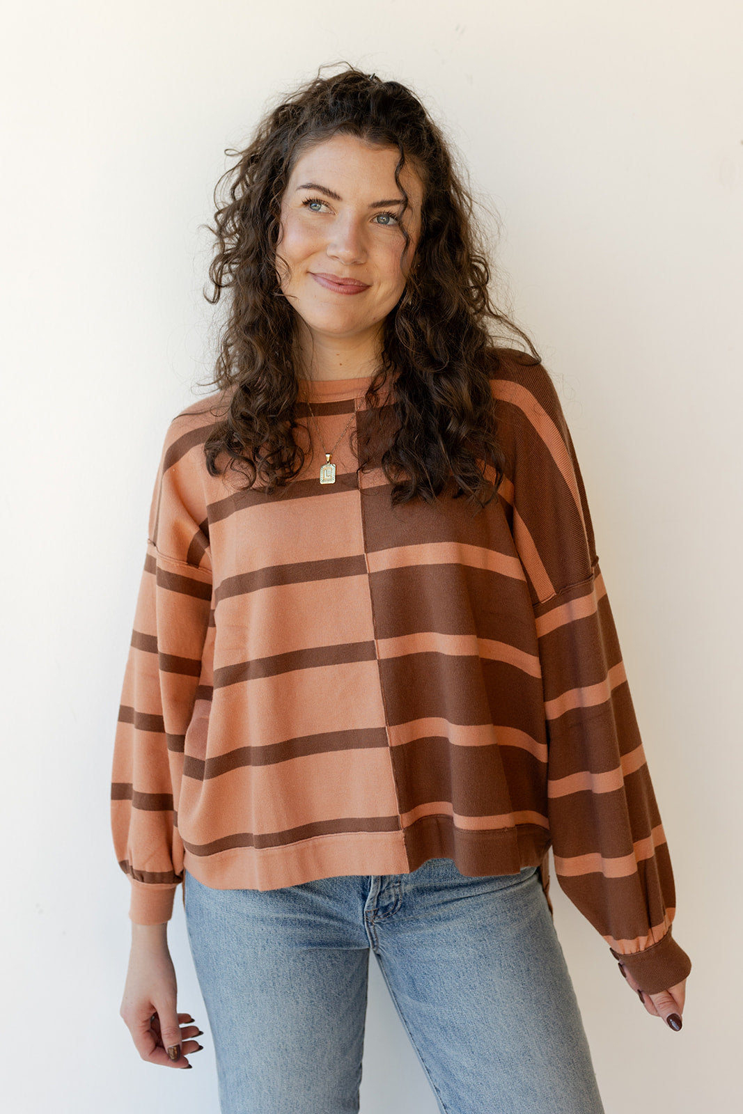 mode, combo striped sweater