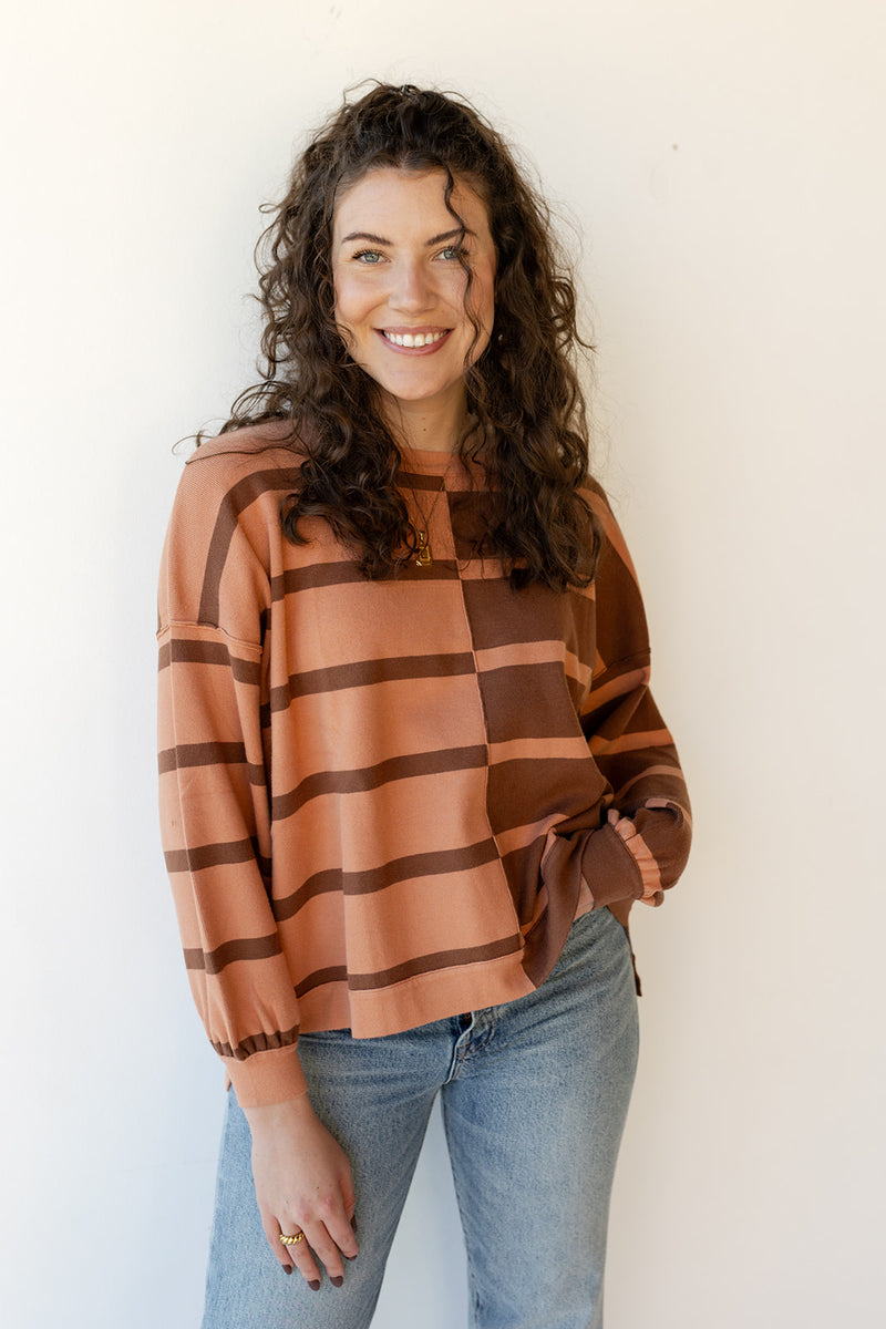 mode, combo striped sweater