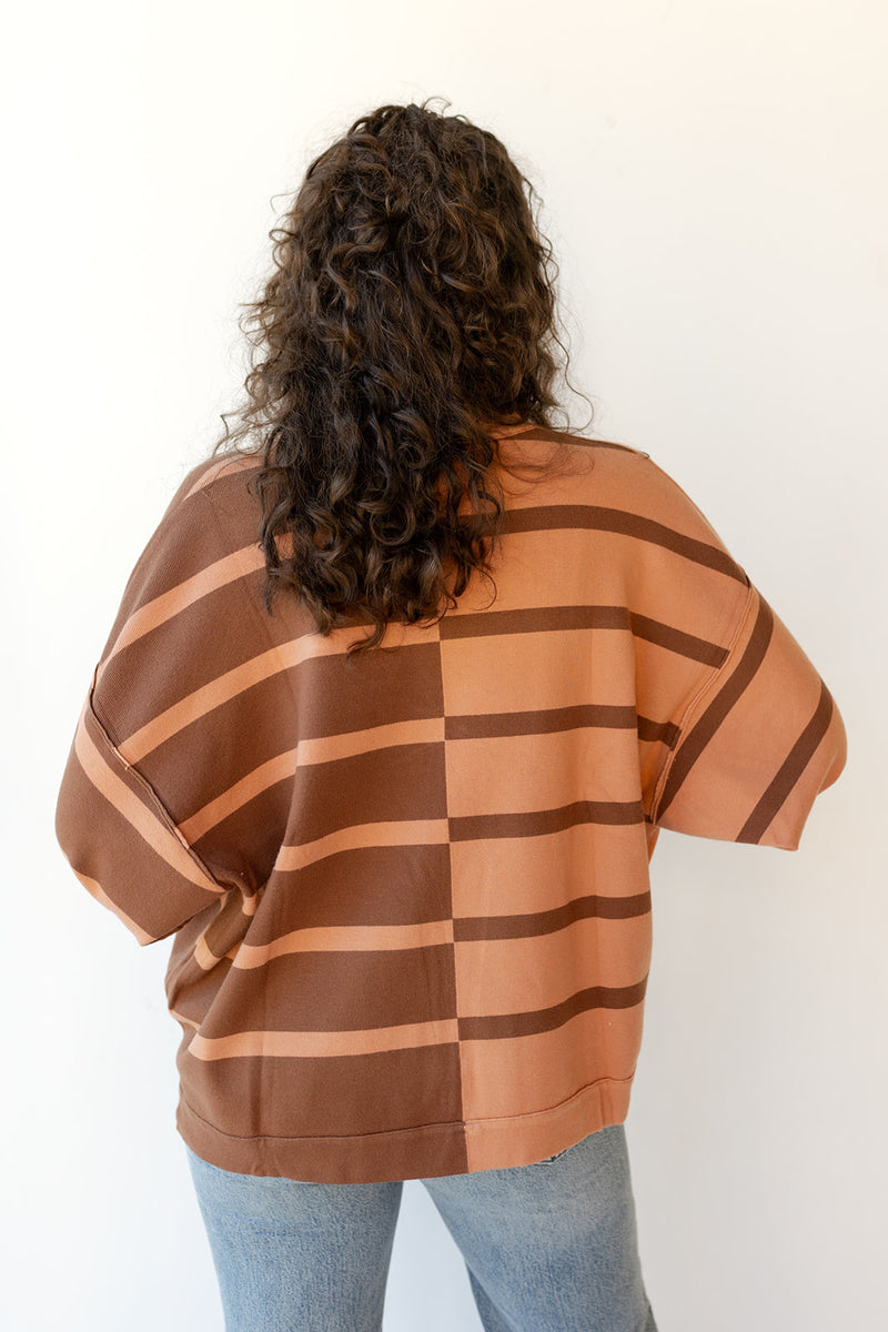 mode, combo striped sweater