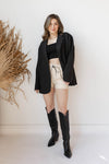 mode, valery leather elastic shorts