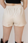 mode, valery leather elastic shorts