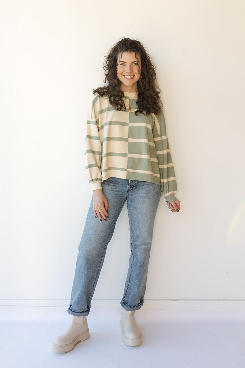 mode, combo striped sweater