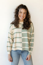 mode, combo striped sweater