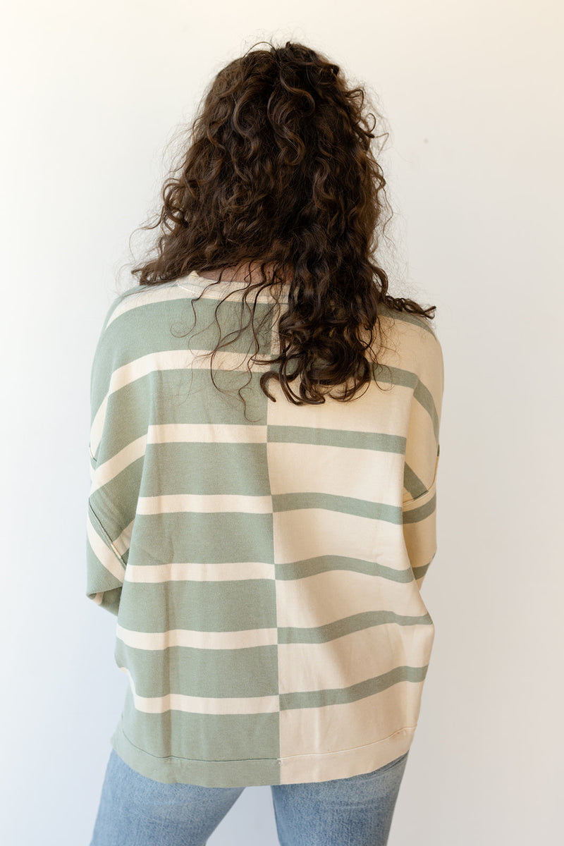 mode, combo striped sweater