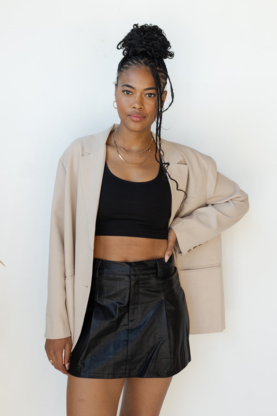 mode, phoenix pleated leather skirt