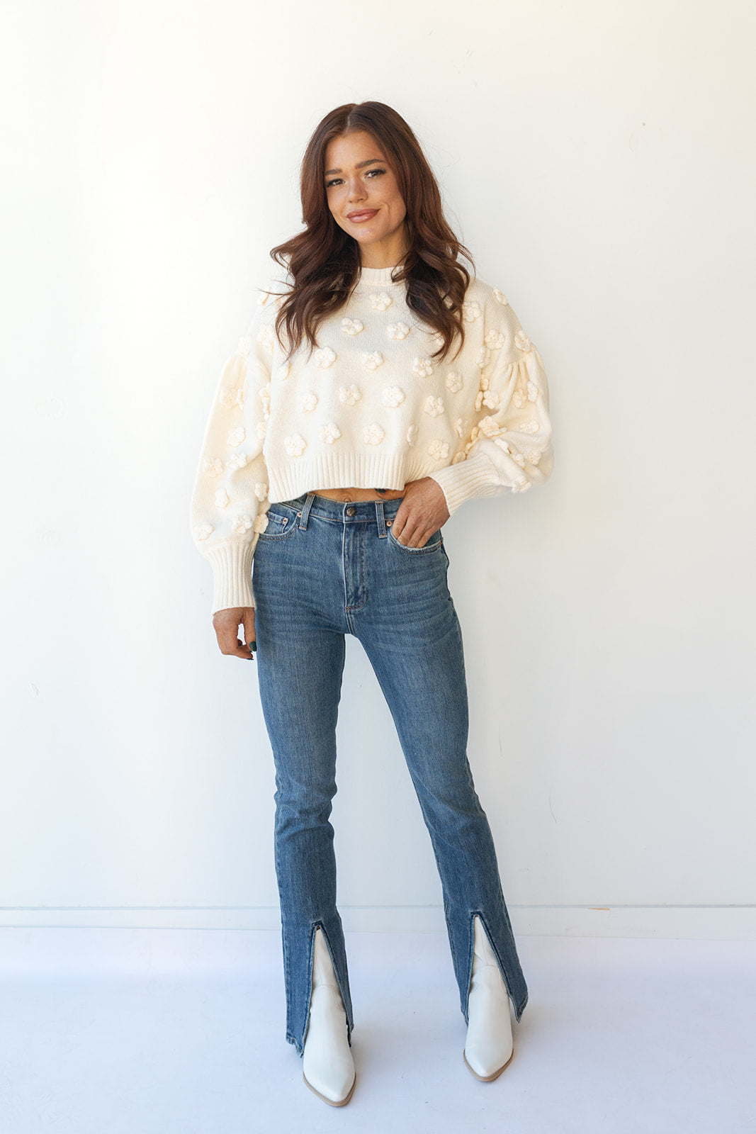 mode, poppy floral sweater