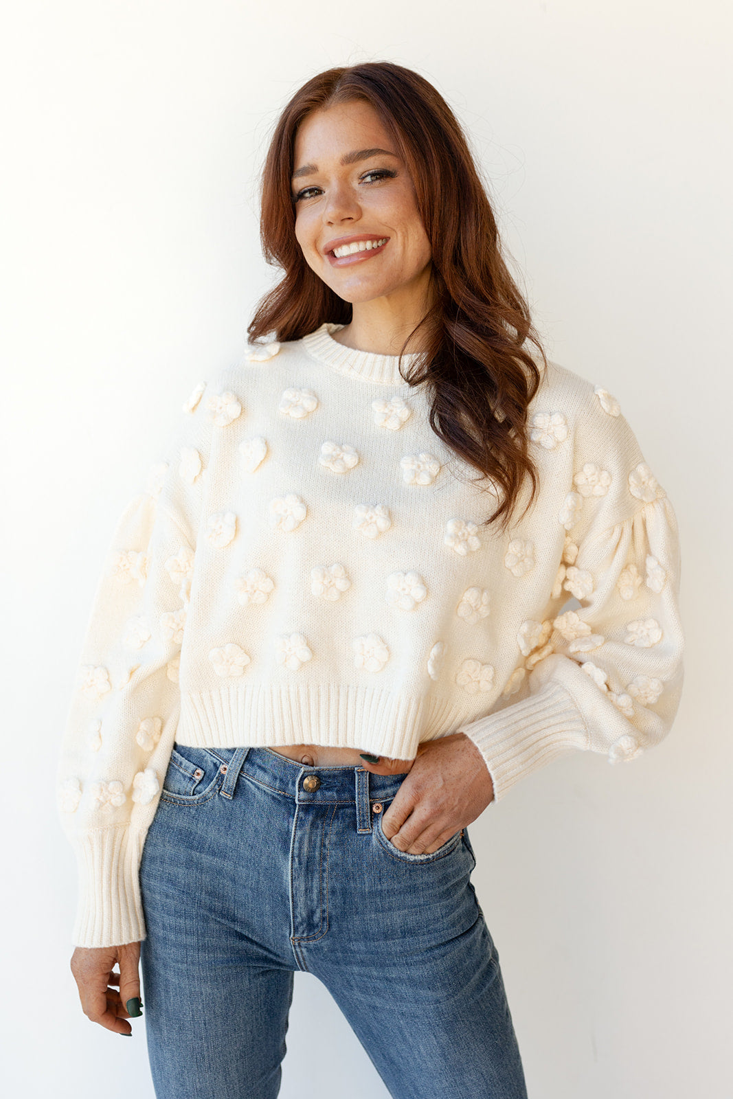 mode, poppy floral sweater