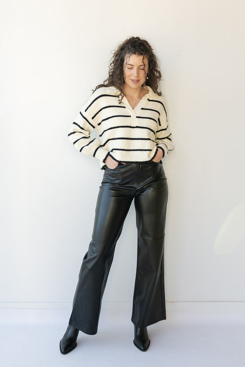 mode, anika striped collar sweater