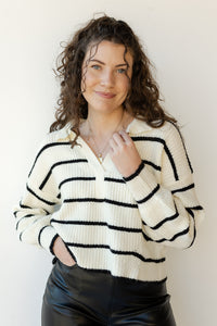 mode, anika striped collar sweater