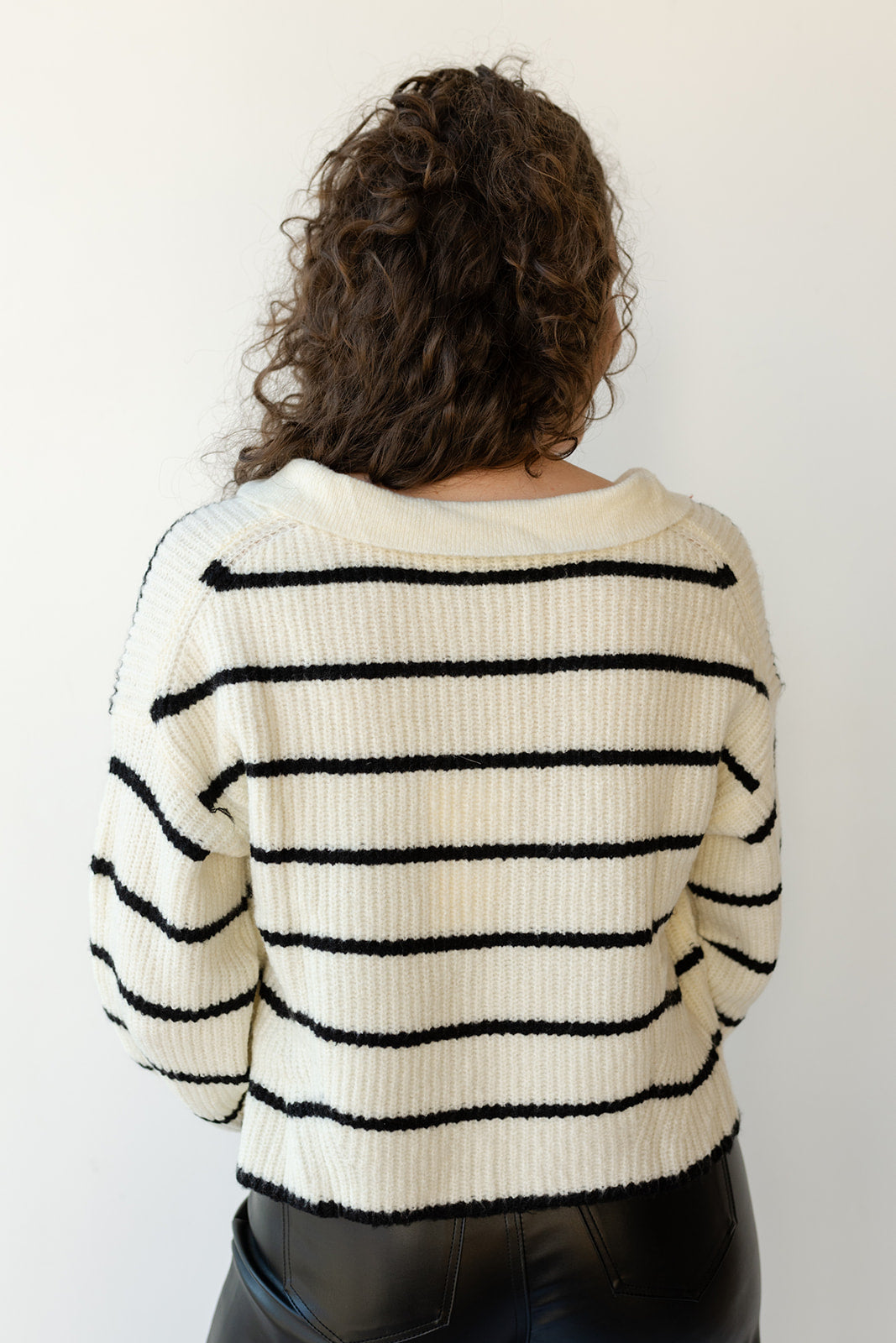 mode, anika striped collar sweater