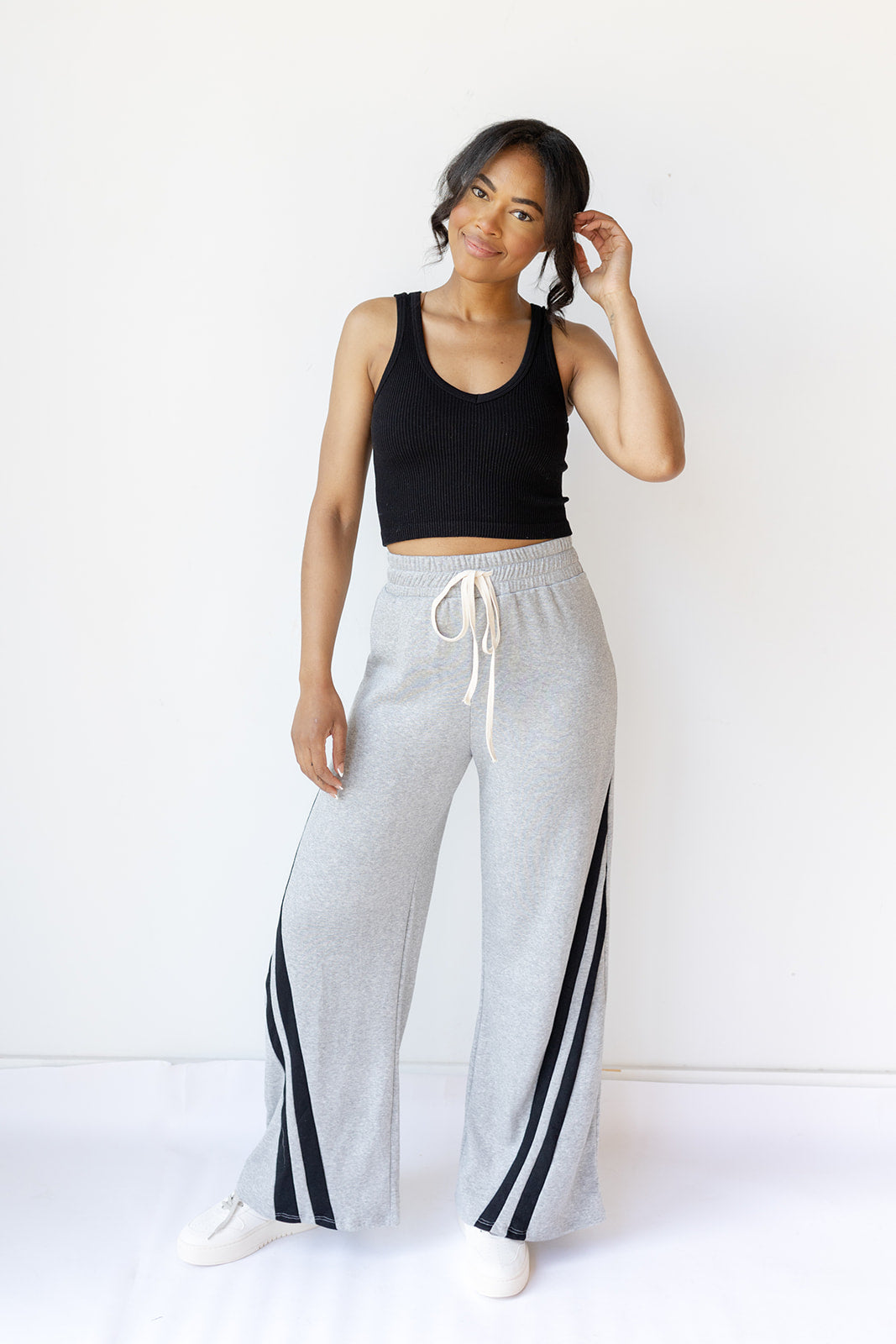 mode, heather stripe sweat pants