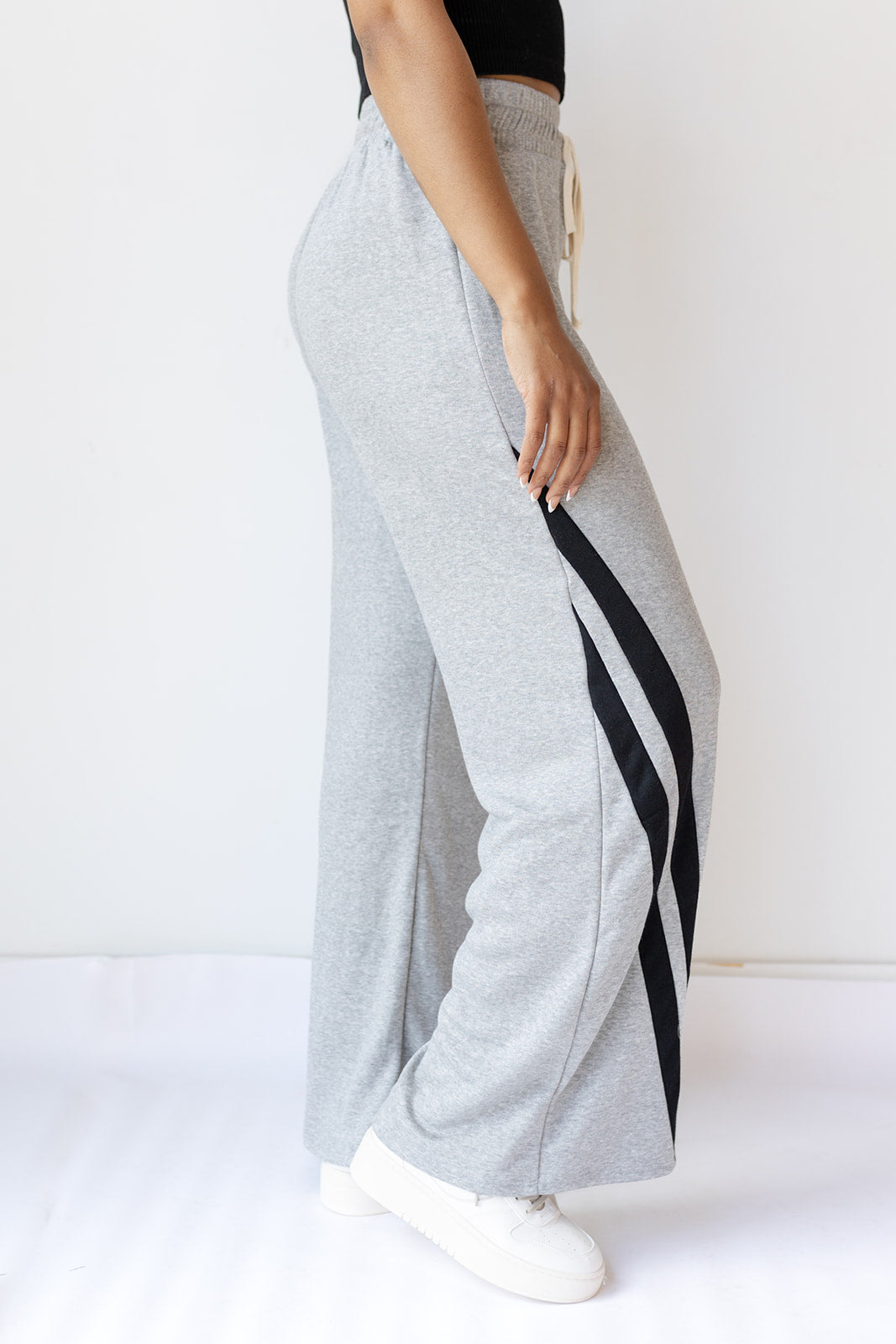 mode, heather stripe sweat pants