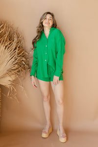 mode, gauze boyfriend shirt