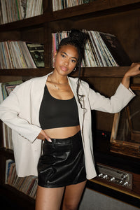 mode, phoenix pleated leather skirt