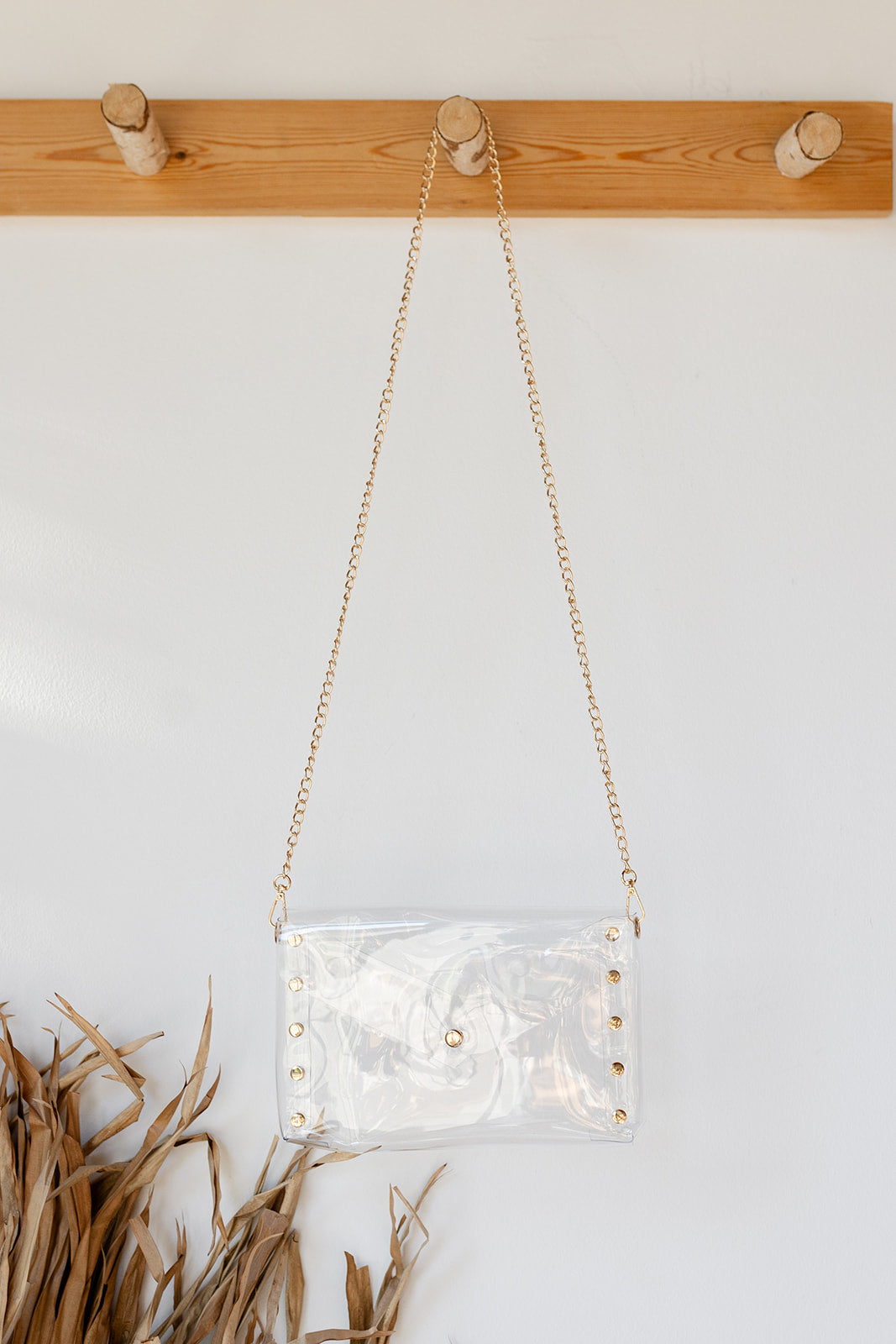 mode, studded clear envelope bag