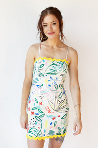 mode, tropical wave mini dress