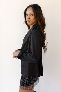 mode, satin blazer quest