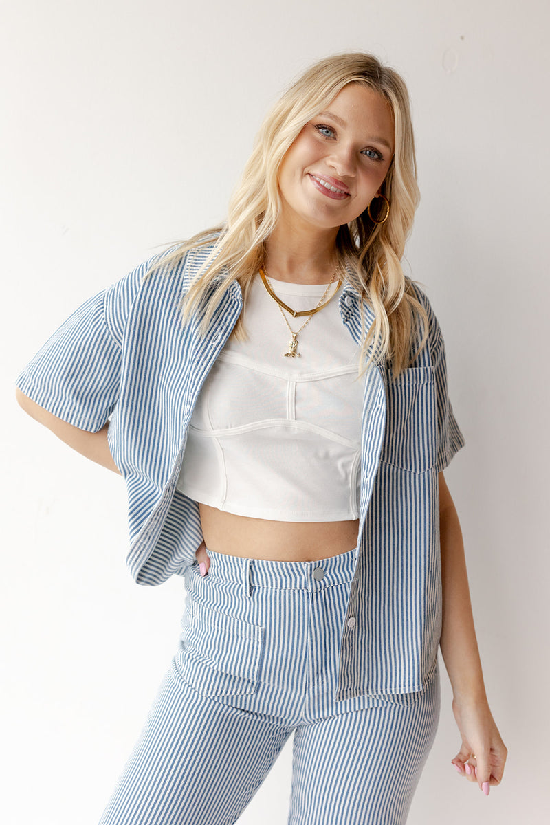 mode, dorothy denim button down shirt