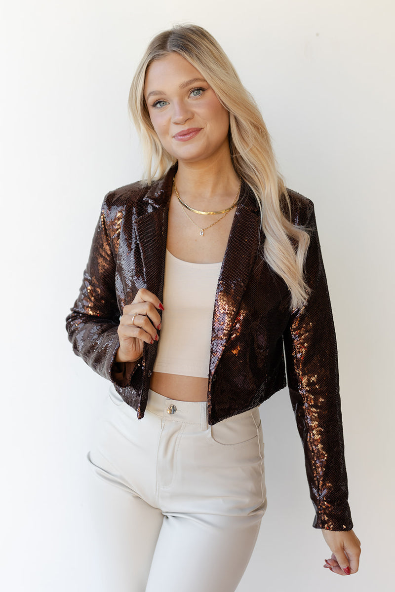 mode, maci sequin blazer