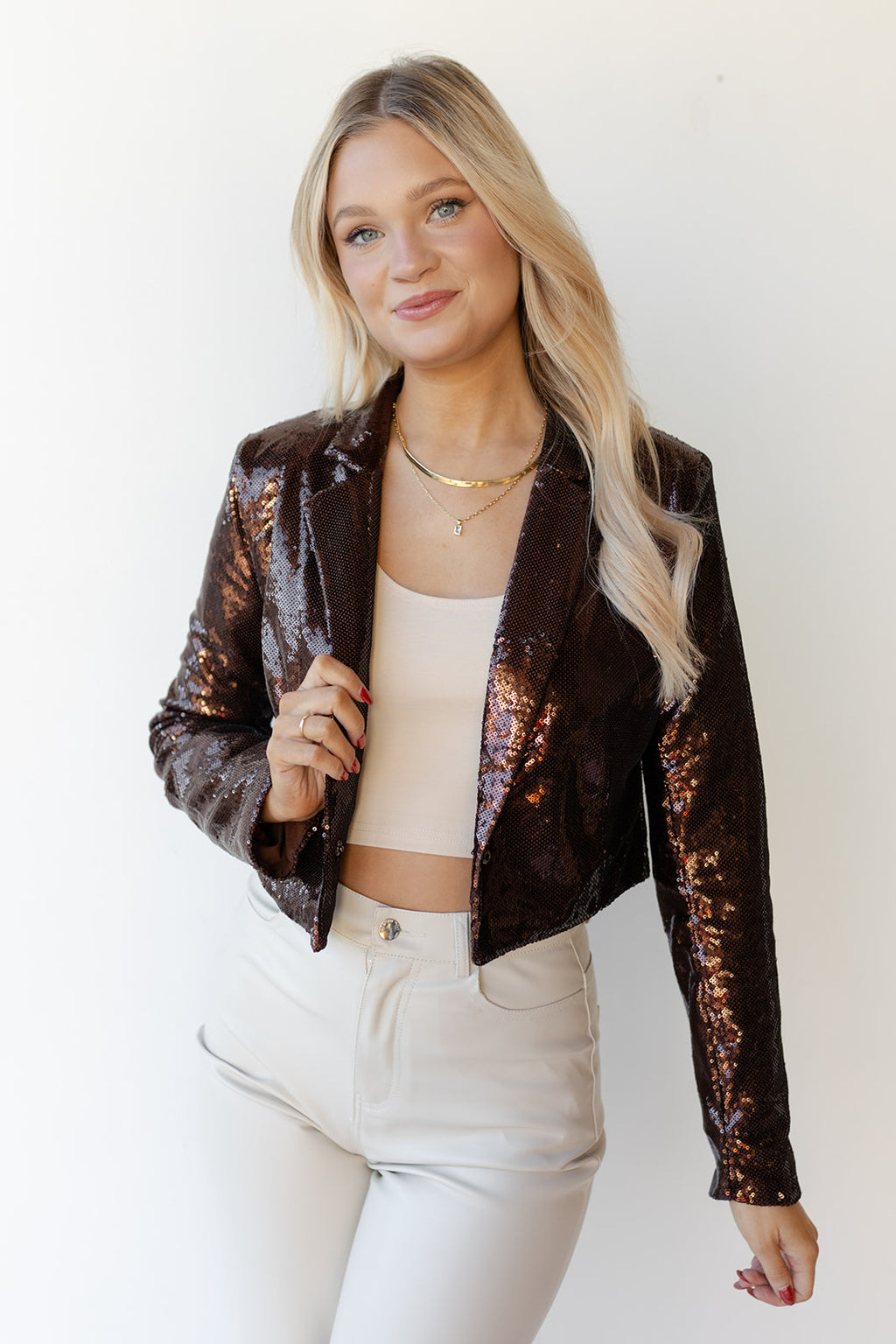 mode, maci sequin blazer