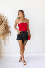 mode, stella strapless top