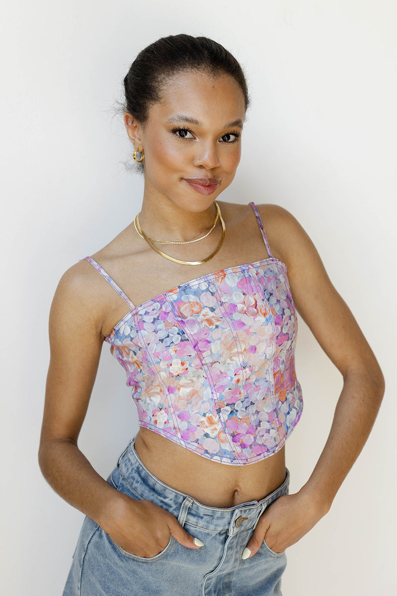 mode, acacia floral top