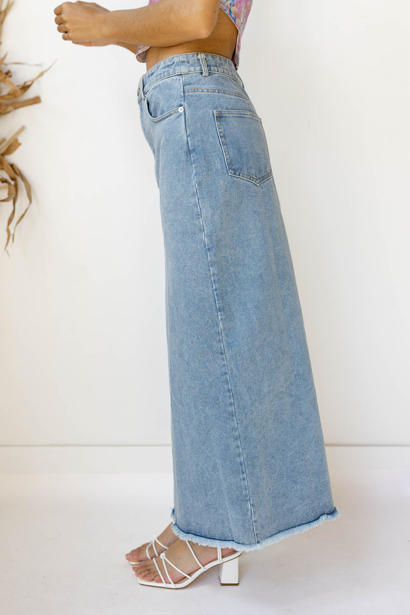 mode, mendoza denim skirt